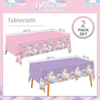 Gatherfun Unicorn Party Supplies Set: Perfect Unicorn Birthday Decorations, Includes 2-Pack Unicorn-Themed Tablecloths for Kids & Girls 1st Birthday, Disposable Table Covers 54 x 108 Inch