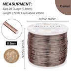 BENECREAT 20 Gauge 770FT Brown Aluminum Wire Anodized Jewelry Craft Making Beading Floral Colored Aluminum Craft Wire for Jewelry Craft, Garden, Model Making