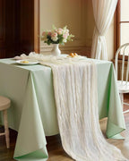 Beige Cheesecloth Table Runner 120 Inch, Summer Boho Gauze 10 FT, Rustic Cheese Cloth Table Runner for Wedding, Baby Bridal Shower, Party, Farmhouse Centerpiece Home Decorations