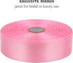 Pink Solid Satin Ribbon 1 Inch 50 Yards Solid Polyester Fabric Ribbon for Gift Wrapping Wedding Christmas Baby Shower Birthday Party Decoration Handmade Immortal Flower Craft
