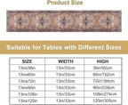 Boho Floral Vintage Table Runner, Purple Brown Retro Flower Rustic Country Farmhouse Abstract Pattern for Home Kitchen Table Decor Dining Coffee Room Party Decor 13x90in