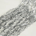 4 Pack 3.3x6.6ft Silver Foil Fringe Backdrop - Wavy Metallic Tinsel Foil Curtains Photo Booth Backdrop for Birthday Wedding Holiday | Silver Streamers Celebration Bachelorette Party Decorations