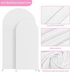 Fomcet Wedding Arch Cover 7.2FT, 6FT White Spandex Arch Backdrop Covers 2 Set Round Top Fitted Fabric for Birthday Party Baby Shower Wedding Arches Stand Decoration