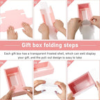 Roowest 50 Sets Kraft Soap Boxes Rectangle Packaging Box with Window Homemade Gift Box with Blank Tags and Jute String for Jewelry Candy Wrapping Party Favor(6.3 x 3.5 x 2 Inch,Pink)
