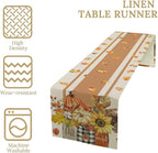 Autumn Table Runner,Thanksgiving Fall Pumpkin Leaves Floral Table Cloth for Kitchen Dining Table Decoration Home Party Decor 13x108 Inch