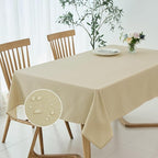 maxmill Rectangle Linen Texture Tablecloth Stain Proof Waterproof Wrinkle Free Washable Dining Table Cloth Wipeable Fabric Table Cover for Dining Room Farmhouse Tablecloths, 60 x 120 Inch, Beige