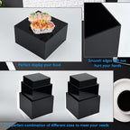 6Pcs Black Buffet Risers Acrylic Boxes Display Food Risers for Buffet Table Platter Parties Weddings Catering Dessert Collectibles Figures Show ( 6''x7''x8'')