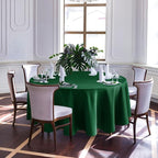 Biscaynebay Textured Fabric Christmas Round Table Cloth 90", Hunter Green Water Resistant Folding Table Covers for Dining, Kitchen, Wedding & Parties Machine Washable