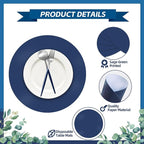 50 Pieces Navy Blue Paper Place Mats Blue Round Disposable Table Mats Decorative Placemats for Wedding Bridal Shower Navy Blue Birthday Party Dining Decor