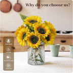 Artificial Sunflowers Flowers with Vase,Fake Flowers Bouquet for Sunflower Decor,Sunflower Kitchen Decor,Silk Flowers for Home Decor Living Room,Flower Centerpieces for Tables,Office Decor,Boho Decor