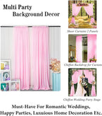 DUOBAO Pink Chiffon Backdrop Curtain-2 Panels 29x120-Inch Wedding Draping Beach Curtains for Living Room Polyester Voile Window Darpes Photography Backdrops for Party Ceremony (29''x120''x2pc)