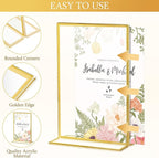 Hoteam 24 Pack 5 x 7 Clear Acrylic Sign Holder with Gold Borders, Gold Picture Frame, Double Sided Wedding Table Number, Acrylic Menu Stands for Wedding Table, Restaurant Sign, Photos Display