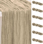 6 Pack Khaki Cheesecloth Table Runner 35x120 Inch 10Ft Rustic Gauze Cheese Cloth Table Runner Sheer Cheesecloth Table Runners for Wedding Party Bridal Shower Decoration