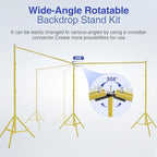 EMART Backdrop Stand, 20x7ft(WxH) Large Adjustable Background Support System with 308° Angle Rotatable Connector, 8 Clamps, 3 Sandbags and Carry Bag for Paties, Wedding, Photography -Titanium Gold