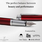 Ellington Pens Luxury Fountain Pen Set- Fountain Pens for Writing - Smooth Extra Fine Nib - Includes Refillable Ink Converter, 3 Ink Cartridges [Black & Blue], Gift Box - Elegant Calligraphy
