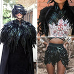 Holmgren Natural Rooster Feather Trim - 2 Yards 5-7inch Rooster Feathers Fringe Trim for Feather Shawl Cape, Gloves, Dress Costume and Home Party Decoration (Natural)