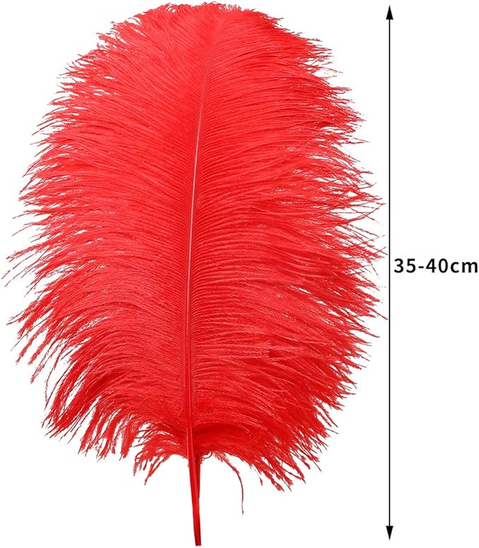 Ballinger Red Large Ostrich Feathers - 12Pcs 14-16inch Large Feathers for Vase,Wedding Party Centerpieces and Home Decor