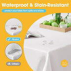 White Plastic Table Cover Roll - 54IN x 100FT, Table Cloth for Rectangle Table with Slide Cutter, Plastic Table Cloth Disposable with Cut-to-Size Design for Weddings, Banquets, Parties