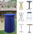 Albassa 2 Pack Cocktail Table Covers 32"x 43" Spandex Stretch Round Cocktail Tablecloths with Wavy Drapes Fitted High Top Bar Table Skirt for Wedding Party Banquet (Royal Blue, 2 PCS)