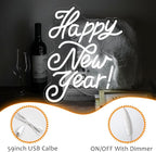 Happy New Year Neon Sign Led Spring Festival Neon Lights for Wall Decor Usb New Year Party Light Up Signs for Home Bedroom Christmas Business Decorations Gifts for Friends