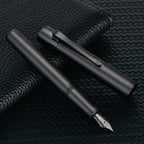 Hongdian M2 Black Forest Mini Fountain Pen, Long Blade Nib & Sleek Shape Aluminium Short Pocket Travel Pen (Matte Black)