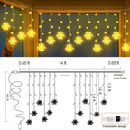 150 LED Christmas Icicle Lights with Snowflakes, Hanging Snowflake Light with 8 Modes, Connectable Warm White Icicle Lights for Outside, Roof, Window, Holiday Party Decor