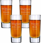 Custom Engraved Shot Glass – 2oz Tall Clear Glass – Personalized Gift for Wedding Party – Classic Etched Barware Keepsake for Groomsmen, Bridesmaids, and More (4)