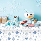 8 Pieces Snowflake Christmas Party Tablecloth Decorations,Plastic White Snowflake White Blue Xmas Backdrop Sign Table Cover Banner for Winter Christmas Holiday Party Supplies,54x108 inch（White/Blue）