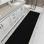 Ottomanson 3x20 Non Slip Extra Long Hallway Runner Rug with Rubber Backing - Solid Modern Kitchen Rug for Bedroom or Living Room, Black, 2'7" x 20'