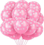 Skylety 40 Pieces Snowflake Balloons Bulk Winter Transparent Snowflake Latex Balloons for Christmas Birthday Wedding Party Decorations(Pink)