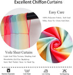 DUOBAO Rainbow Chiffon Wedding Arch Decor - Lightweight Sheer Fabric Archway for Ceremonies, Photo Backdrops, Parties (108" Tall x 29" Wide, 2 Panels)