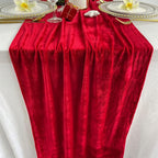 Luxurious Velvet Table Runner, 10ft Wedding Reception Decorations, 20x120inch Soft Velvet Fabric, Table Linen Overlay, Wedding Table Runners (Red, 20X120inch)