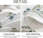ISAENNE Designer White Linen Round Tablecloth,Chinoiserie Floral Elegant Indoor Table Cloth,Fall Stain Proof Decor Tablecloths for Dining Thanksgiving Kitchen,Diameter 67"-Mosella F