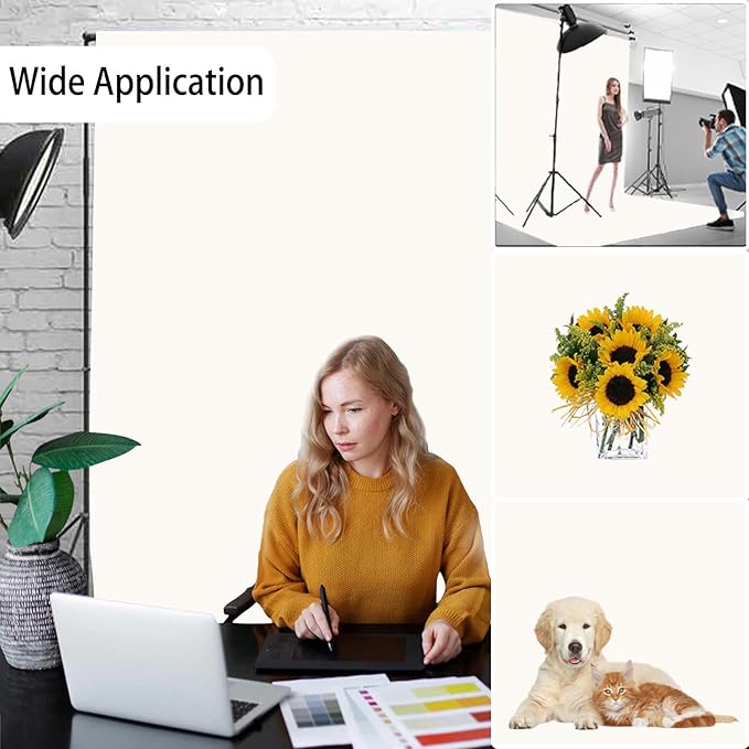 Ivory Photography Backdrop for Photoshoot, Photo Backdrop Curtain, Perfect Ivory Backdrops for Party Portrait Photoshoots Video Studio 10FTx10FT