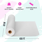 Bryco Goods 18”x1200” (100’) White Kraft Paper Roll - Pack of 2 - Easel Paper for Arts & Crafts, Floor Covering, Packaging, Gift Wrapping, Bulletin Boards - Made in The USA