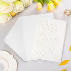 20 Pcs Laser Cut Wedding Invitations Card Pocket with Envelope for Birthday Party Baby or Bride Shower Invite suitable for 5 * 7 Inches Insert Paper (Ivory)