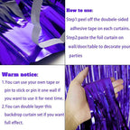 4 Pack Purple Foil Fringe Curtain Backdrop, 3.28Ft x 8.2Ft Metallic Tinsel Foil Fringe Streamer for Party, Photo Booth Props, Birthday, 2022 Graduation Decoration Party Supplies