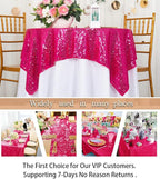 ShinyBeauty Sequin Tablecloth 54x54 Inches - Hot Pink Glitter Table Cover for Dining, Birthday Wedding Party Decorations, Reusable Sparkling Table Overlay Event Decoration