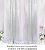 ShinyBeauty Sparkle Backdrop Curtain Silver 2 Panels Set Sequin Photo Backdrop 2FTx8FT Sequin Backdrop Curtain Pack of 2-1220S