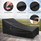 Chaise Lounge Covers Outdoor Waterproof, Heavy Duty Patio Furniture Covers, Fits up to 78L x 34W x 32H inches, 2 Pack, Black