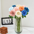 Artificial Rose 10pcs Open Flower Bouquet Faux Rose Stems for Wedding Arrangement, Bridal Bouquet, Centerpiece, Fake Faux Silk Flowers (Light Dusty Rose)