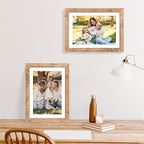 10x14 Picture Frame Set of 4 with Tempered Glass, Rustic Brown Frame Display 8x12 Pictures with Mat or 10 x 14 Without Mat, Wooden Photo Frames for Wall Mounting