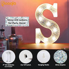 Pooqla Light Up Letters, LED Marquee Letters for Silver Birthday Decorations, Battery Powered Night Light Teenager Girl Room Decor, Gift for Girls Boys Wedding Bedroom Christmas Party Decor, Letter U