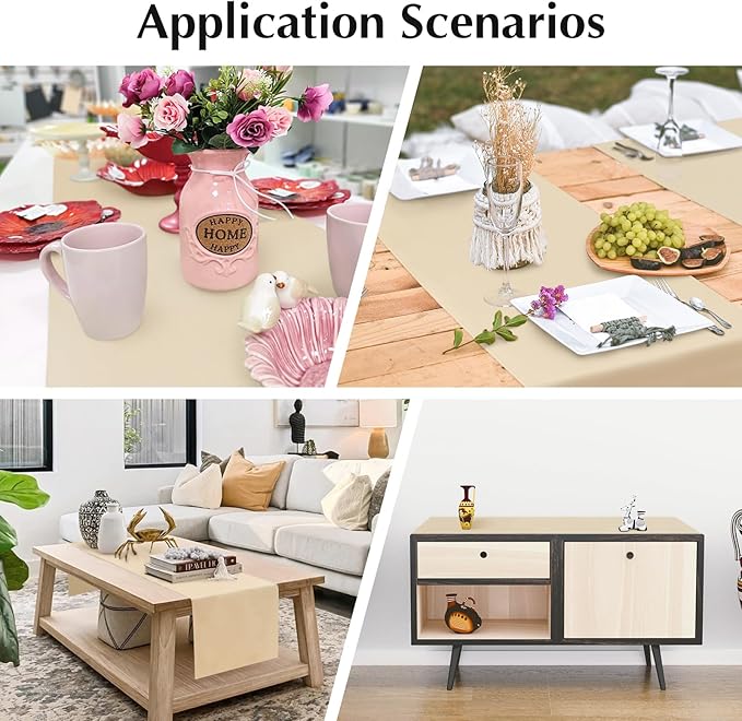 2 Pack Beige Small Short Table Runner 12 x 24 Inch Solid Color Runners Coffee Table Dresser for Daily Party Home Decoration