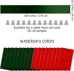 Aneco 16 Pack Christmas Satin Table Runner 12 x 108 Inch Xmas Red, Black Green Long Wedding Satin Silk Table Runner for Wedding Banquet Graduations Birthday Christmas Party Decoration