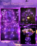 20 Pack Fairy Lights Battery Operated 60 Extra Batteries, 3 Modes 6.5ft 20 LED Mini String Lights, Waterproof Silver Wire Firefly Starry Lights for DIY Wedding Christmas Party, Purple