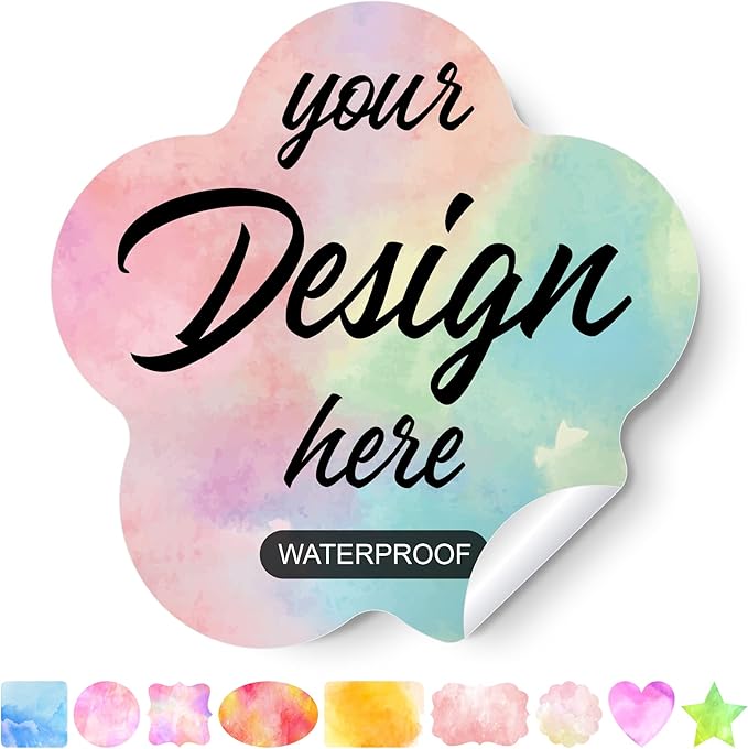 Custom Stickers - Personalized Labels, Customized Stickers with Any Design Image Logo Text, 100 Labels (Flower, 5.5"x5.5")