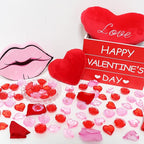 Fangoo 180PCS Red Pink Acrylic Heart Ornaments Mini Acrylic Heart Rose Flower Lips Gems for Valentine Vase Filler Decor for Table Scatter Engagement Valentine's Day Wedding Anniversary Party