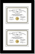 Creative Picture Frames 14X24Bk-W Black Vertical Double Diploma Frame With 2 Opening White Mat, Holds 2-10X12-Inch Documents With Wall Hanger