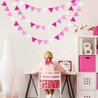 Hot Pink Party Decorations - Ombre Rose Pink Felt Hanging Triangle Mini Bunting Pennant Banner Flag for Birthday, Wedding, Baby Shower, Bridal Shower, Bachelorette, Girl Party, Classroom